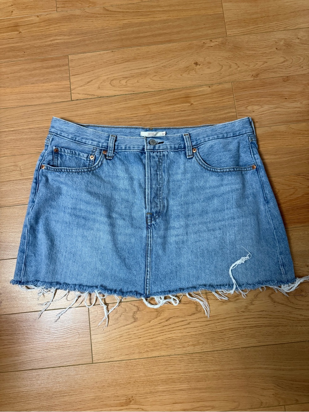 Levi's Light Blue Distressed Denim Mini Skirt